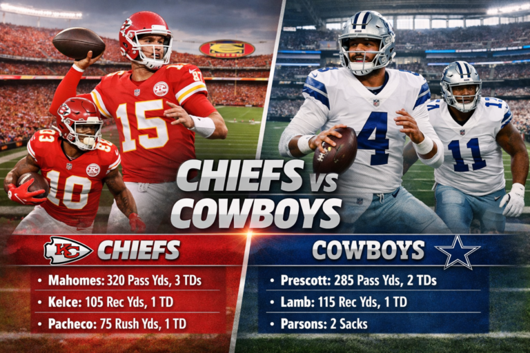 kansas city chiefs vs dallas cowboys match player stats