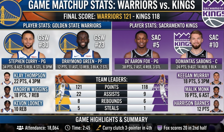 golden state warriors vs sacramento kings match player stats