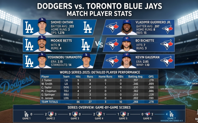 dodgers vs toronto blue jays match player stats